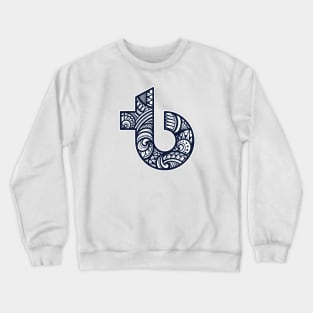 TB Icon Pattern in White + Navy Crewneck Sweatshirt